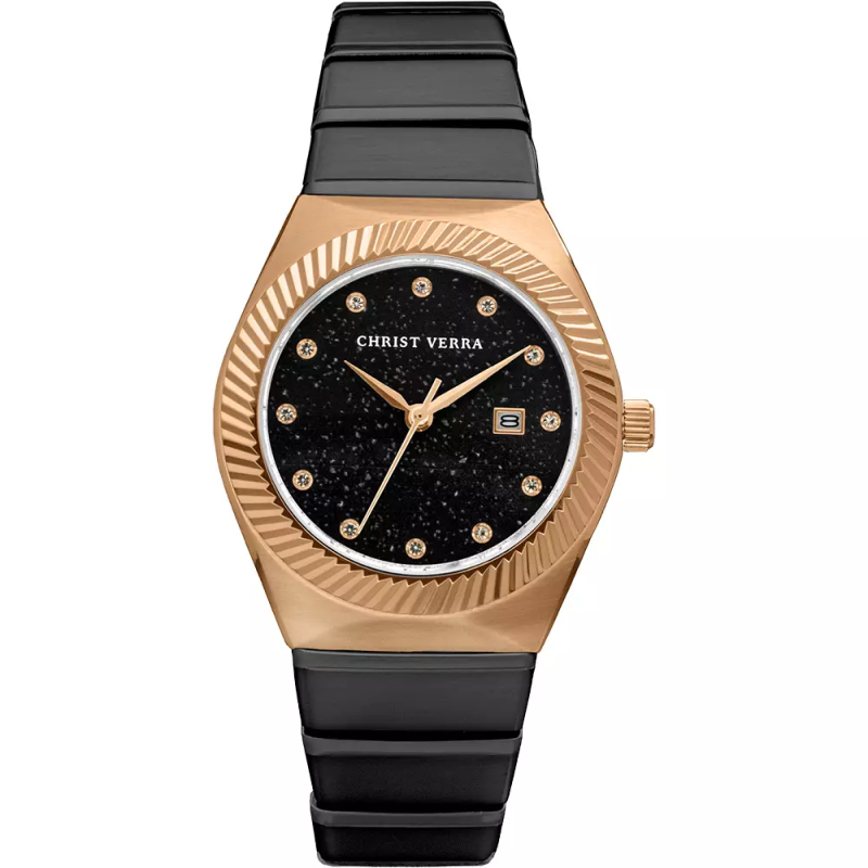 Jam Tangan Wanita Tali Rantai Christ Verra CV 922707L-18 BLK