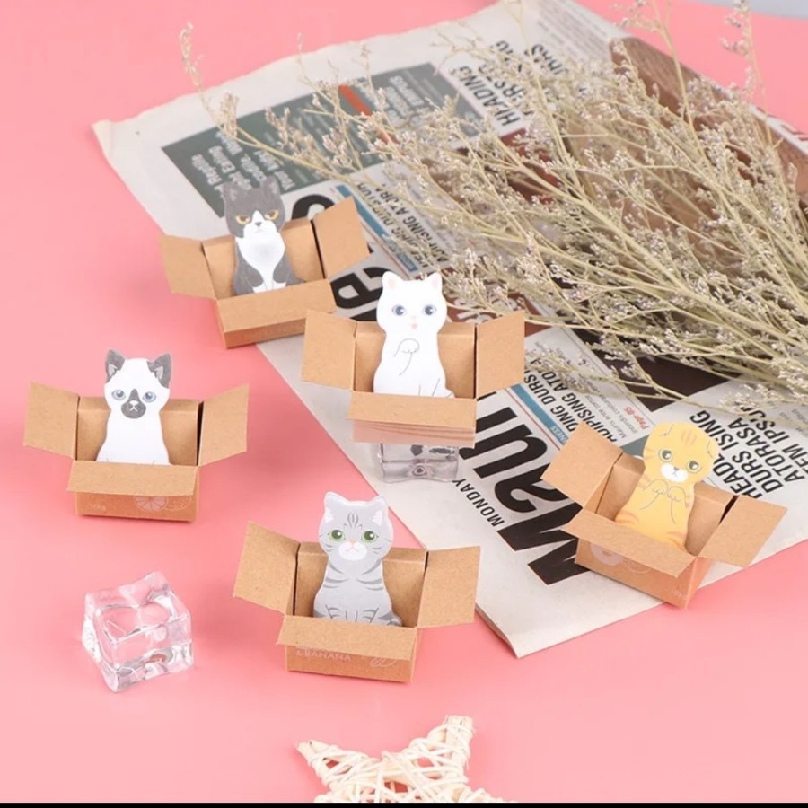

Sticky Notes kucing kardus - memo lucu - notes - satuan
