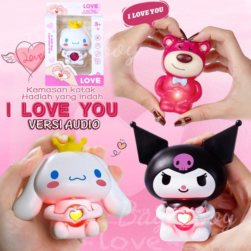 [Versi audio]COD I love you Lotso Sanrio Night Light Kawaii 3D LED Cinnamoroll Lamp Figure Kartun Lampu Lucu Kecantikan Hiasan