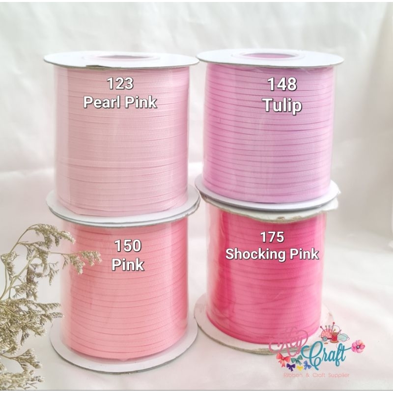 

(5yard)- Pita Grossgrain Polos Import size 0,3cm Pink