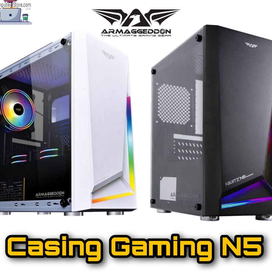 Model Terkini Casing Gaming PC Armageddon Nimitz N5 Aurora Micro ATX Matx M-atx With Tampered Glass 