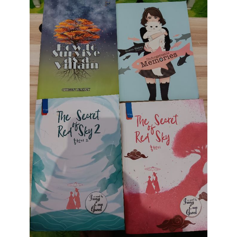 Preloved Novel The Secret Of Red Sky 1 & 2, Unforgettable Memories, How To Survive as a Villain by Q