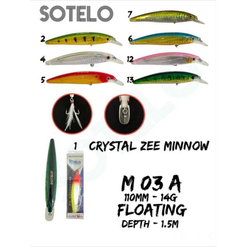 Umpan SOTELO CRYSTAL ZEE MINNOW 110mm 14g