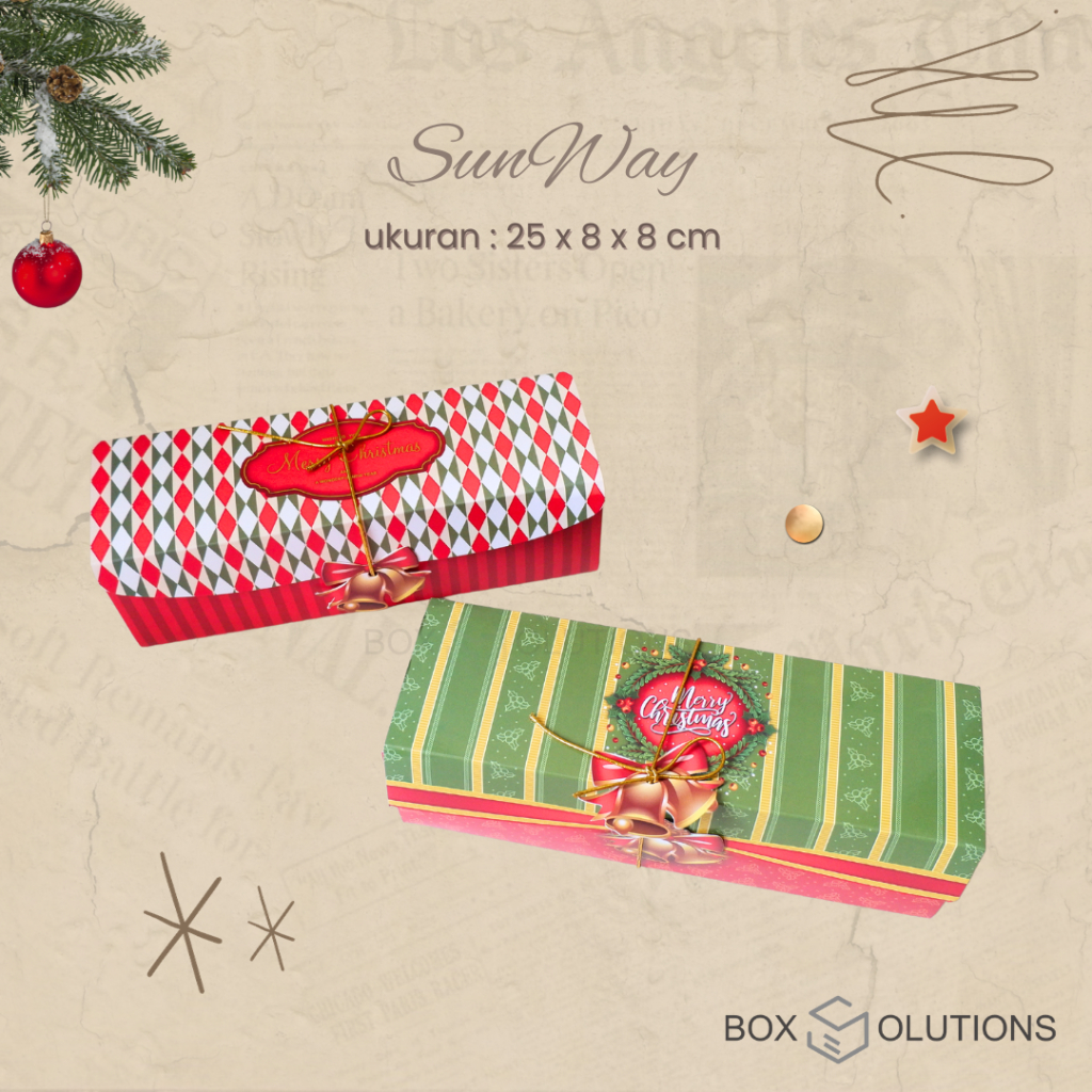 

box sunway x-mas / roll cake box christmas / box brownies - 25x8x8 cm