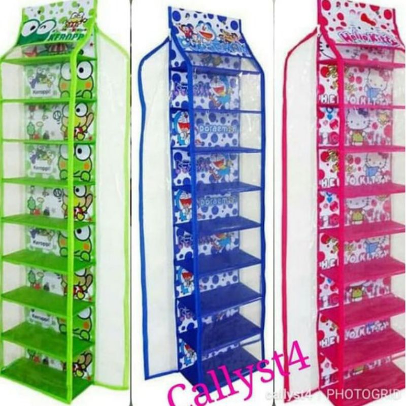 RAK SEPATU GANTUNG KARAKTER HELLO KITTY DORAEMON KEROPI PLASTIK RAK GANTUNG SEPATU GRATIS ONGKIR