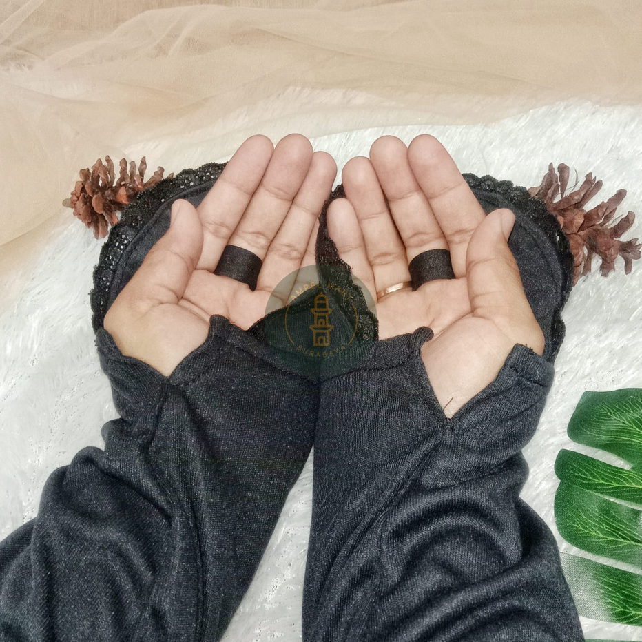 TYCS7773 [PROMO SALE] Sarung Tangan Haji Renda Hitam Kaos Tangan Haji Putih Sarung Tangan Muslimah K