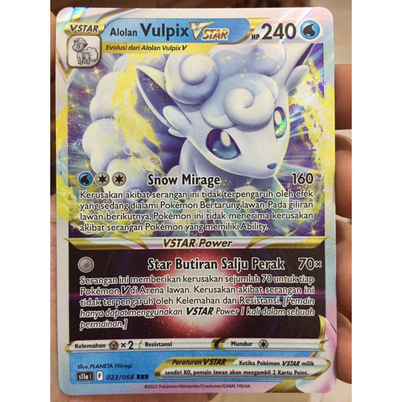 KARTU POKEMON ALOLAN VULPIX VSTAR RRR INDONESIA HOLO NOT MINT