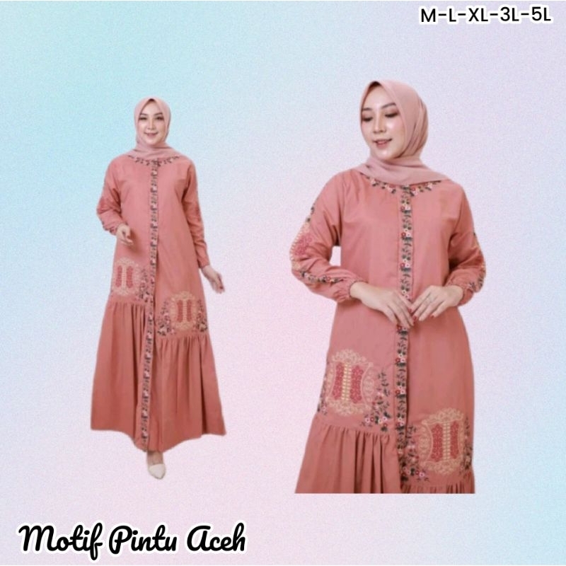 Gamis Jumbo Wanita Terbaru Dengan Motif Pintu Aceh By Rakaisya