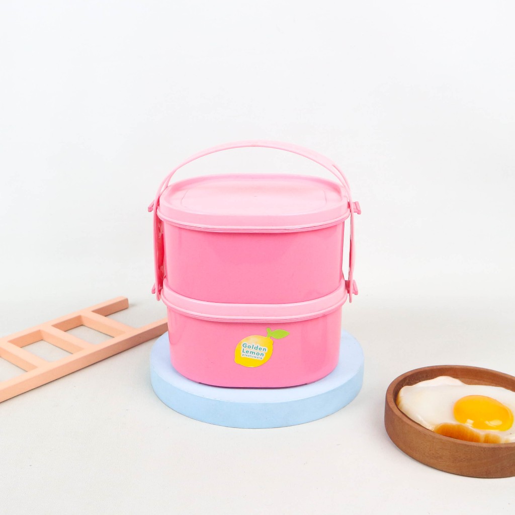 Rantang Piknik Mini Rantang Anak Plastik Susun 2 Pink rp 123/2 pi