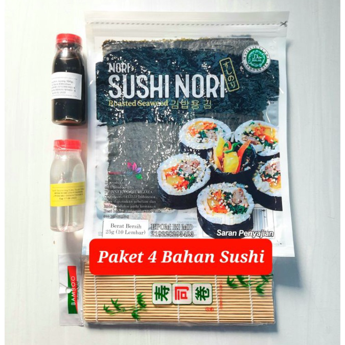 

Model Baru Paket bahan sushi tipe 4 lengkap nori cuka bambu sushi shoyu dried seaweed vinegar soy sauce tikar kecap asin shoyu rumput laut