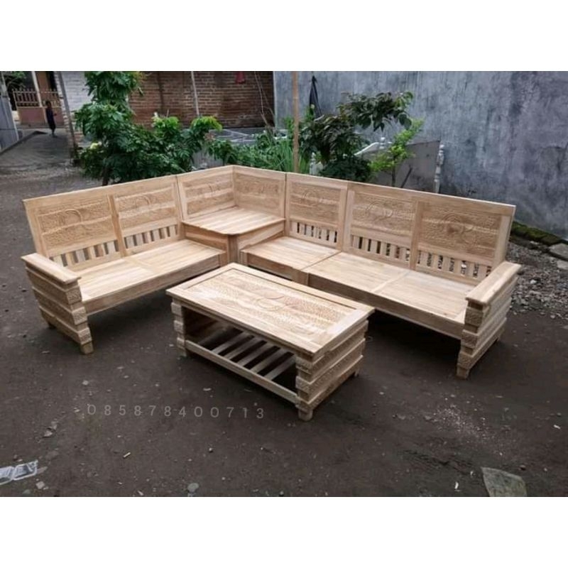 Kursi sudut minimalis Full Kayu Jati kursi tamu minimalis Jati kursi meja sudut minimalis Full Kayu 