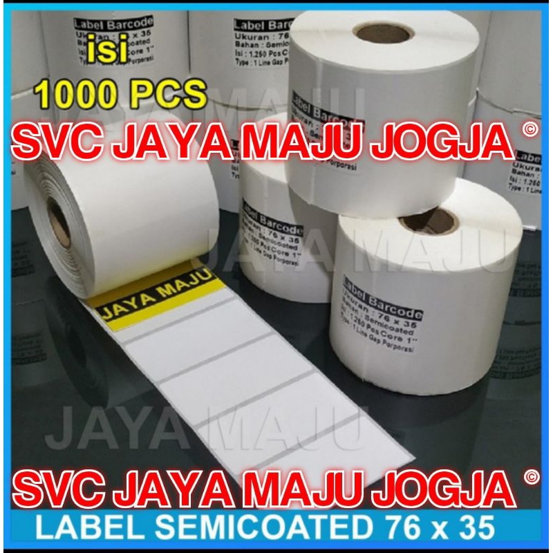 

76 X 35 SEMICOATED PUTIH - 1 LINE - FACE IN - ISI 1.000 PCS || CORE 1" || LABEL BARCODE PAKAI RIBBON THERMAL TRANSFER - LABEL GONDOLA LABEL SELFING LABEL DISPLAY RAK SUPERMARKET SWALAYAN TOKO || 76X35 SEMICOAT WHITE - ISI 1000 PCS