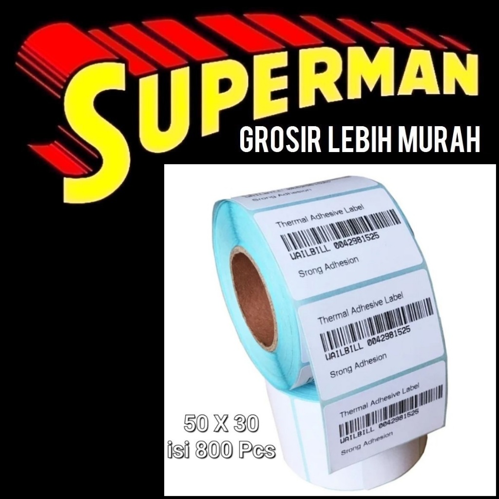 

(T12) STICKER THERMAL 5X3 CM ISI 800 label kertas stiker termal 50x30 50 x 30 50 mm 30 mm 50mm 30mm 5cm 3cm 5 cm3 cm superman jogja supermanjogja