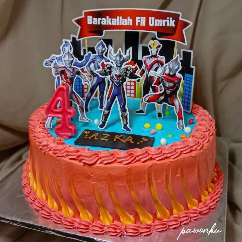 Topper Kue Ulang tahun Ultramen bisa tambah nama