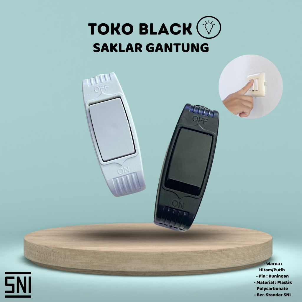 Saklar Gantung Hitam Putih / cetekan / on off / saklar lampu murah awet
