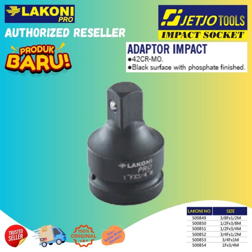 Lakoni Pro Jetjo Tools Adaptor Impact Sok Adaptor 3/8FX1/2M 1/2FX3/8M 1/2FX3/4M 3/4FX1/2M 3/4FX1M 1F