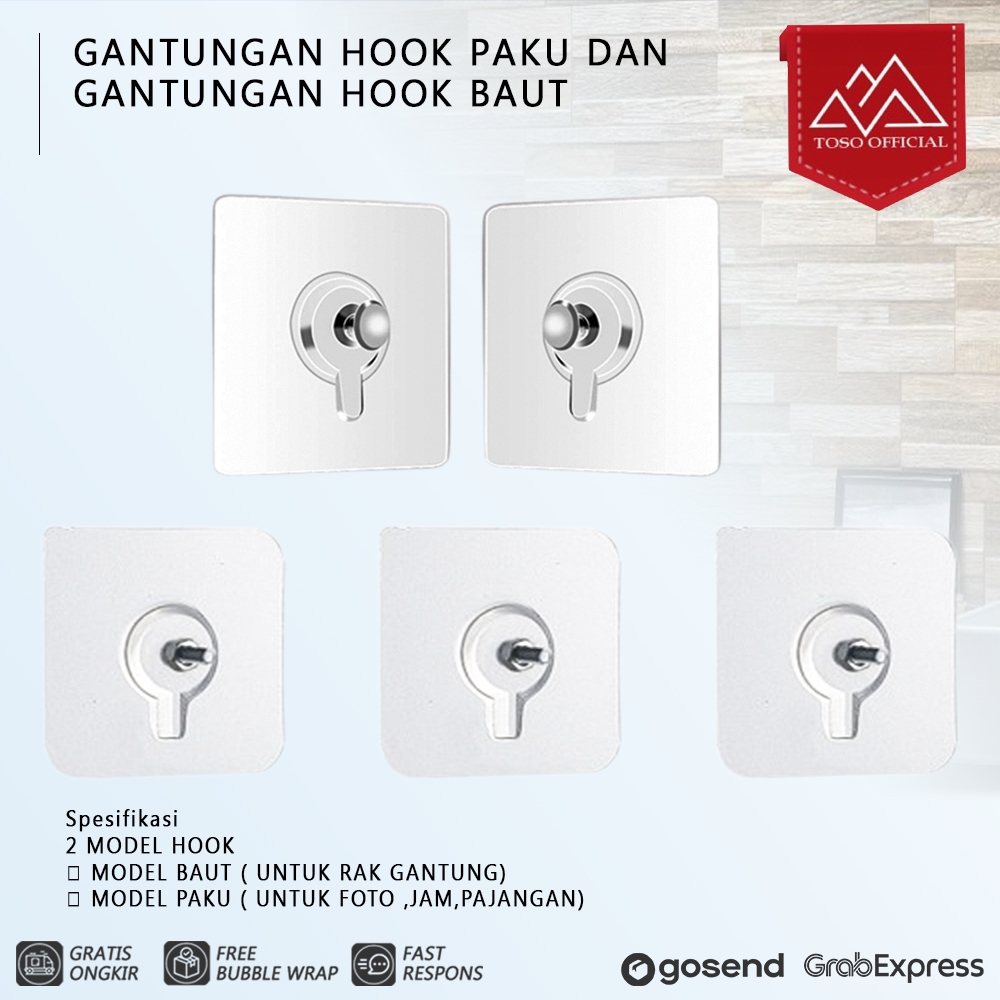 GANTUNGAN HOOK PAKU / GANTUNGAN HOOK BAUT / TEMPELAN HOOK BAUT PAKU / GANTUNGAN MAGIC TEMPEL