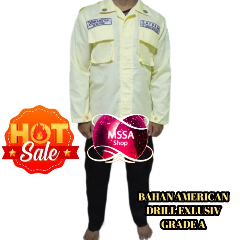 SERAGAM SATPAM PDL CREAM 1 STEL SERAGAM SATPAM SECURITY PDL PDH WARNA CREAM COKLAT SERAGAM KEMANAN S