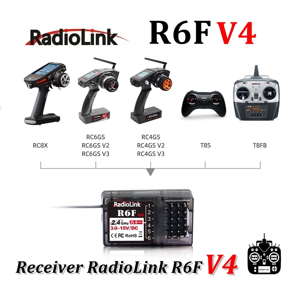 Receiver RadioLink  R6F V4.1 Untuk RC Car dan Boat.