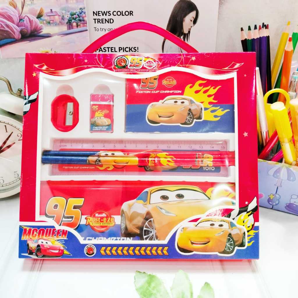 

kln PAKET ALAT TULIS 7 IN 1 SUPER MANTAP 1 BOX READY 4 WARNA CUTE TERMURAH PAKET BOX STATIONARY