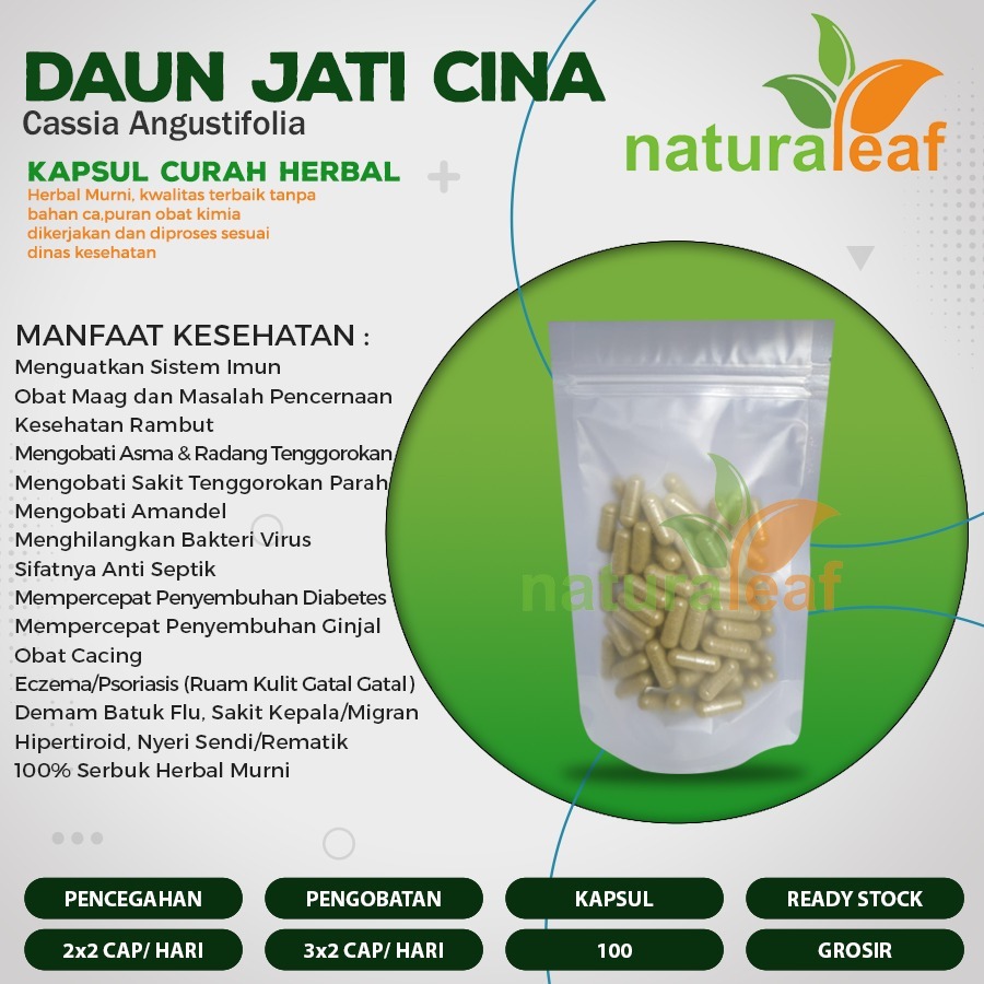 Kapsul Curah Herbal JATI CINA Pelangsing Metabolisme 100 casul