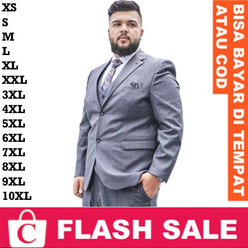 Jas Pria Blazer Cowok JAS ABU SIZE JUMBO / JAS PRIA UKURAN BESAR / JAS NIKAH UKURAN JUMBO ABU CERAH 