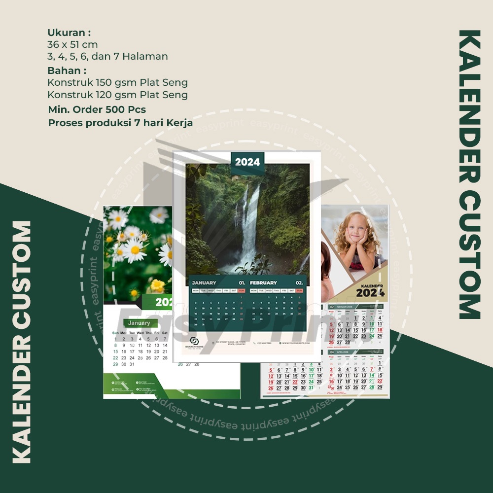 

KALENDER CUSTOM MURAH | UKURAN 31CM x 51CM | 1,3, 4,6, 7 Hal