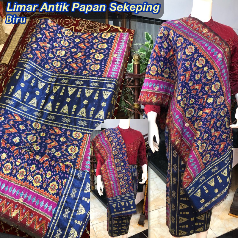 Songket Limar Antik Papan Sekeping/ Biru / songket tenun asli palembang /ilham songket palembang