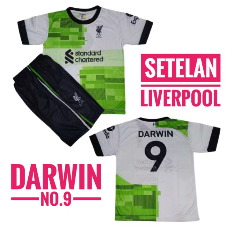SETELAN JERSEY BOLA ANAK-ANAK LIVERPOOL/AWAY , 5-12THN