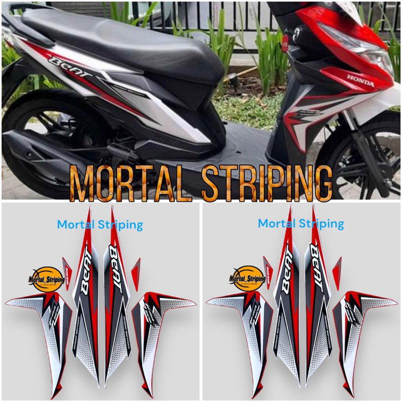 STIKER STRIPING LIS BODY MOTOR BEAT FI ECO 2018 ISS PUTIH MERAH