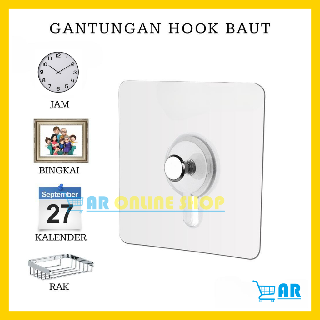 TEMPELAN HOOK BAUT PAKU / TEMPELAN DINDING AJAIB BAUT GANTUNGAN HOOK MAGIC TEMPEL PEREKAT TANPA BOR