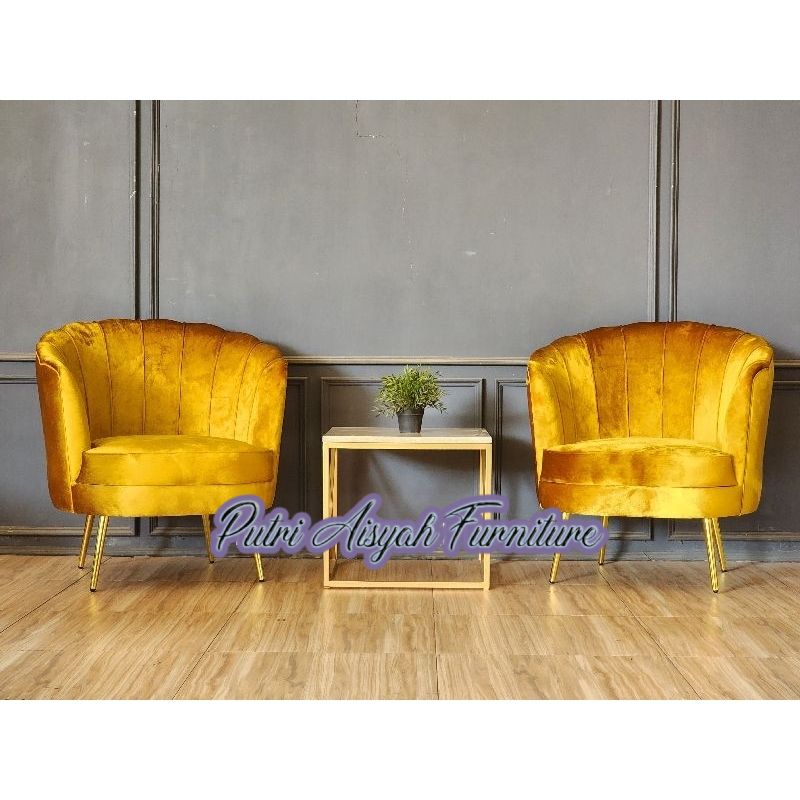 Set kursi sofa shell meja marmer