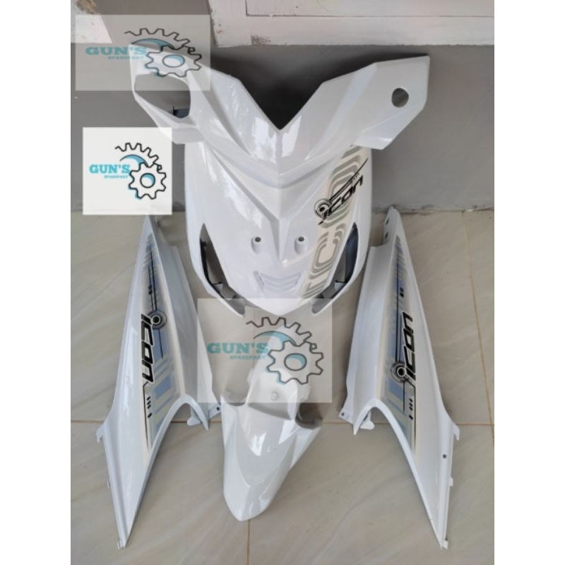 cover full body Honda beat karbu putih striping cyber icon tahun 2007-2009