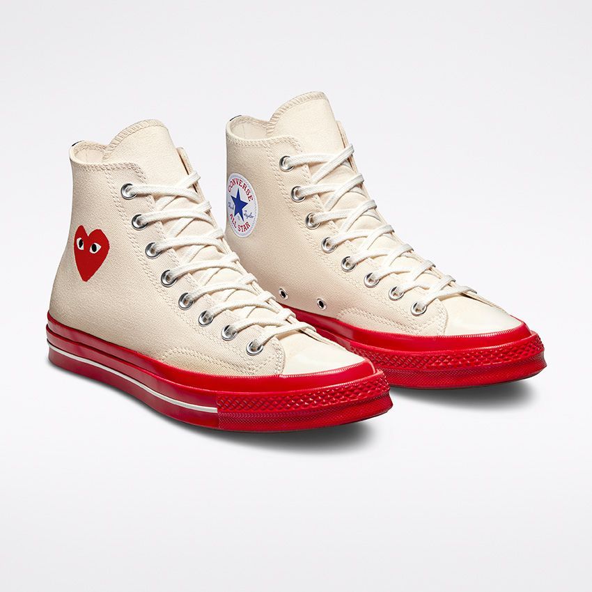 Converse x Comme des Garcons PLAY Chuck Taylor 70s High Top Pristine/Red/Egret - Original