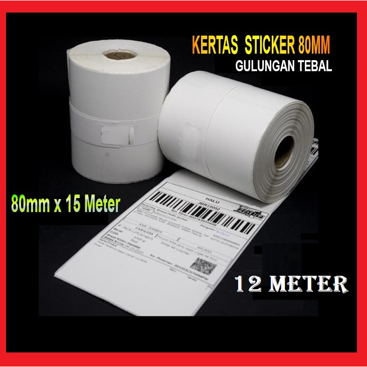 

Terbaru 2.2 VQ - Kertas Stiker Label Printer Thermal 80x50mm Continuous 80 x 15 Meter