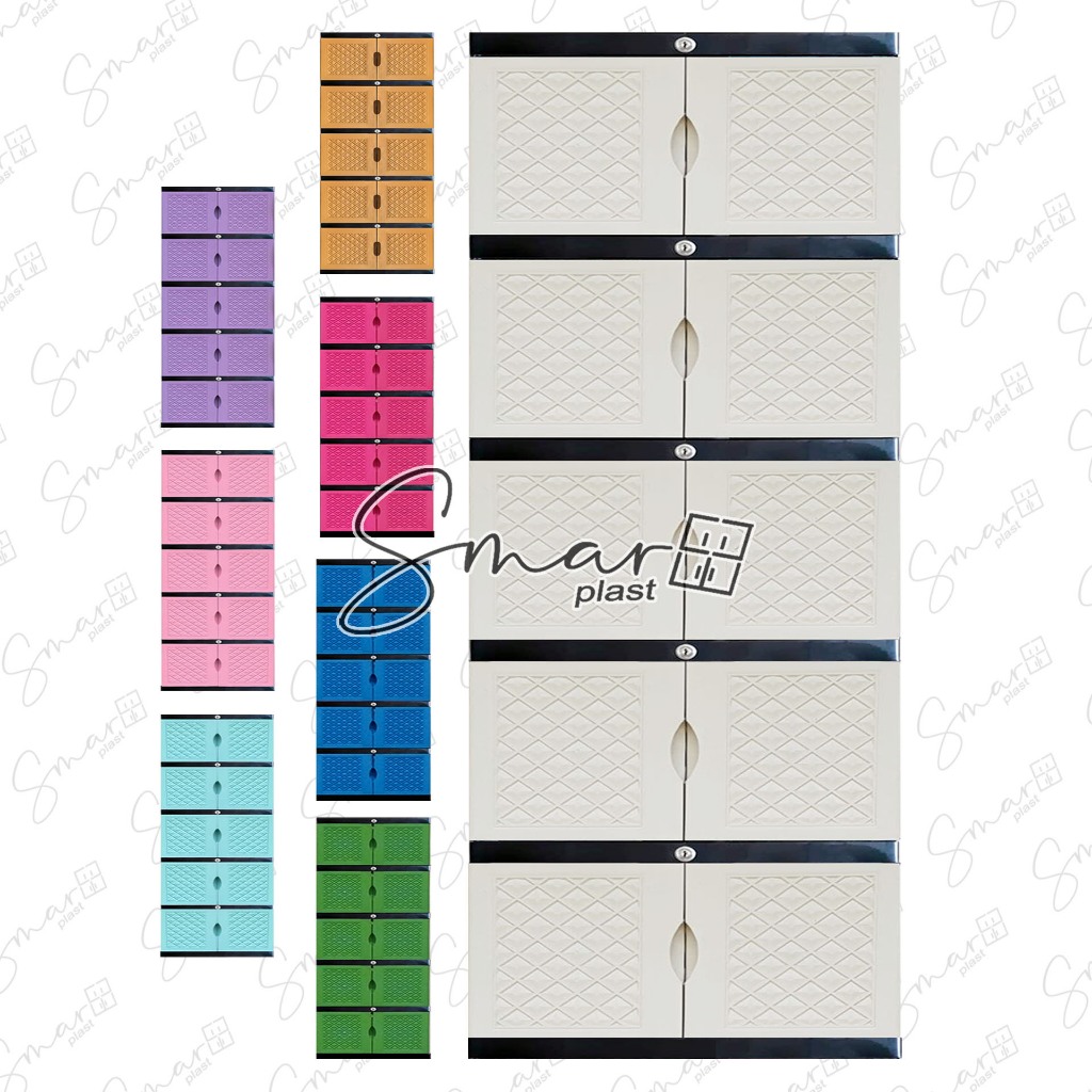 RB LEMARI PLASTIK 5 SUSUN TINGKAT SUPER JUMBO GANTUNG RAK BAJU PAKAIAN KABINET FULL KUNCI EXCEL