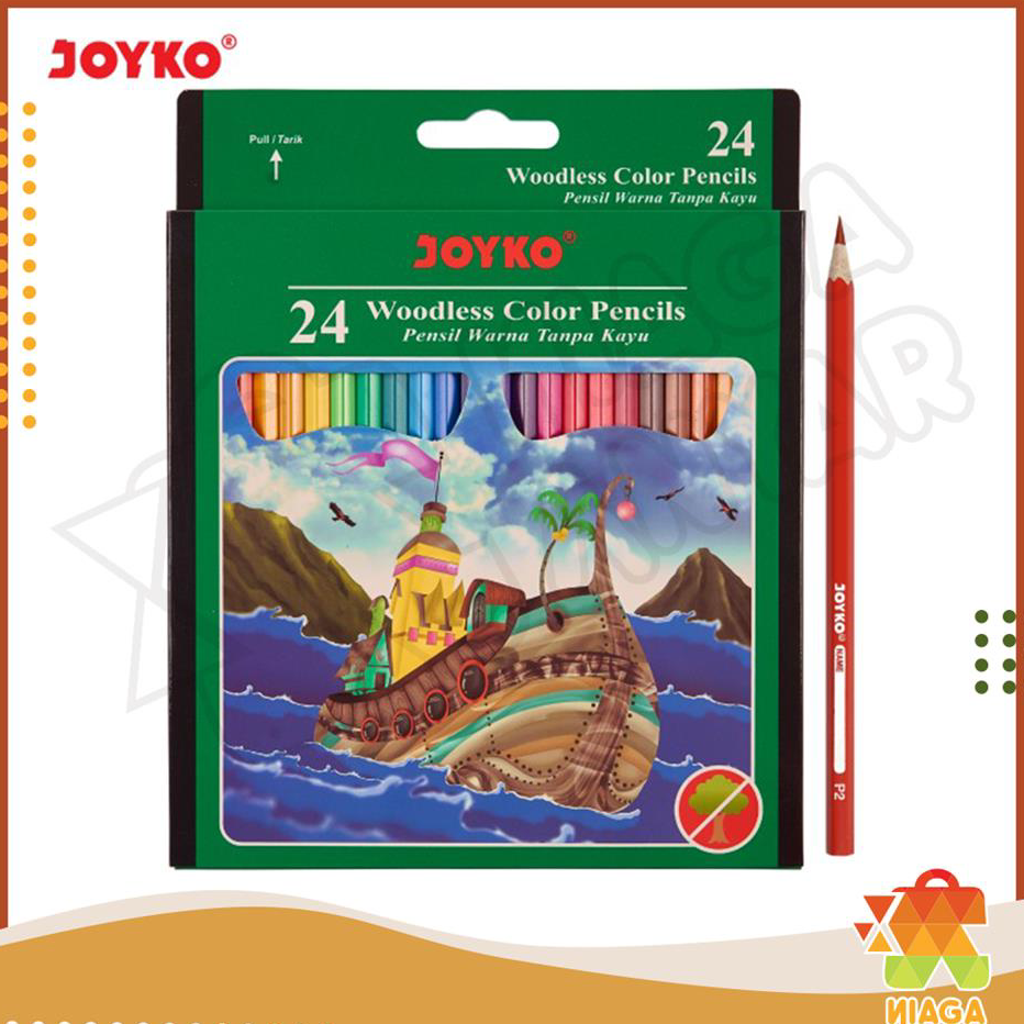 

Super Sale JOYKO Pensil Warna 24 Warna CP-104 / Woodless Color Pencils Hexagonal Grips Joyko Panjang isi 24 Pcs