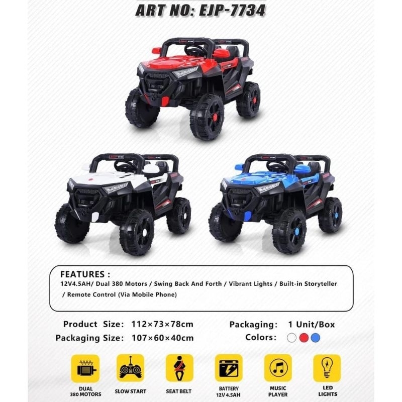 Mobilan Aki Anak JEEP EJP 7734 / Mainan Mobilan Remote Anak Charge Cas EXOTIC (NO COD)