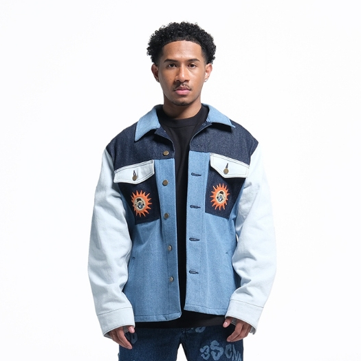 3Second x MUKLAY Jaket Kerah Jeans Pria Embro Denim Trucker Jacket 130823