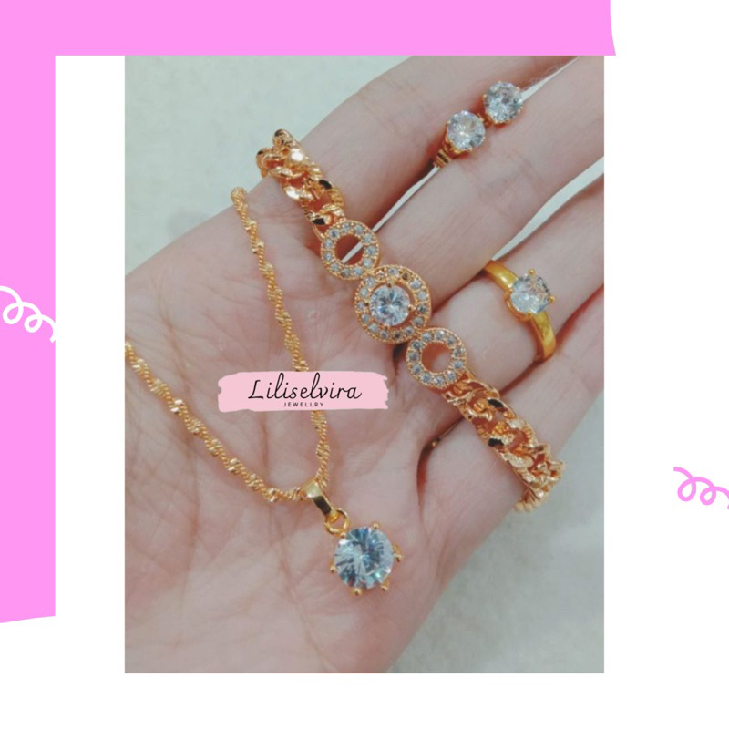 (COD) SET PERHIASAN TITANIUM WANITA DEWASA REALPICT ANTI KARAT