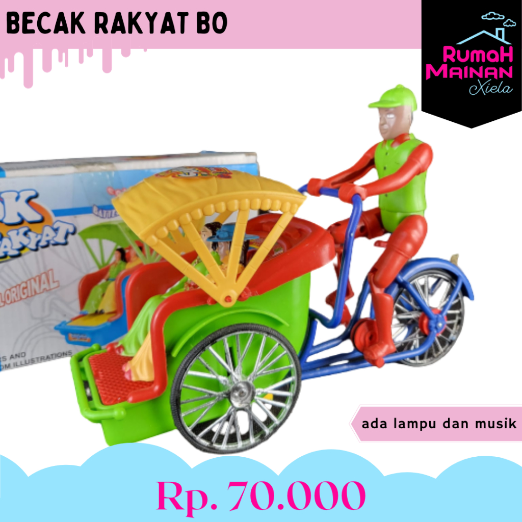 [RMX] BECAK RAKYAT BO - MAINAN BATERAI LAMPU MUSIK TRANSPORTASI