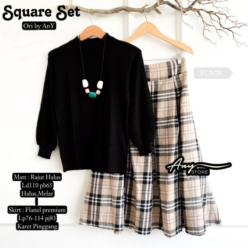 SQUARE SET BY ANY SETELAN RAJUT DAN ROK PREMIUM