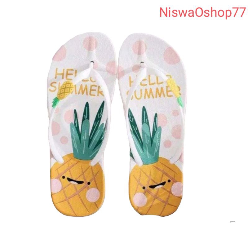 NiswaOshop77- Nanas Sandal motif nanas sandal karakter sandal lucu murah cod
