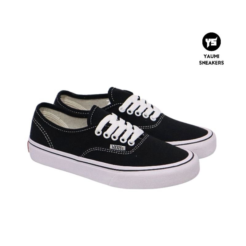 Vans Authentic - Sepatu Sneakers Black White Classic Premium