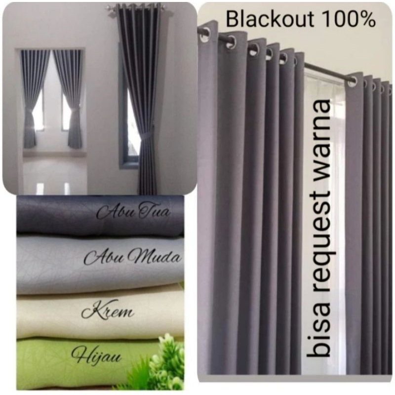 Gorden Jendela Blackout L 100 x 250cm Korden Pintu Hordeng Jendela Lebar Tirai Rumah Mewah