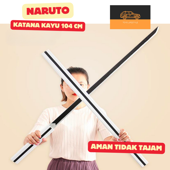 Replika Pedang Bahan Kayu Samurai Katana Naruto Boruto Sasuke Kakashi 104 cm