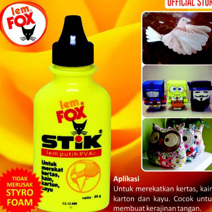 

➩↓✮≛ Lem Fox Stik/Lem Putih PVAC 60grm ( 1pcs )