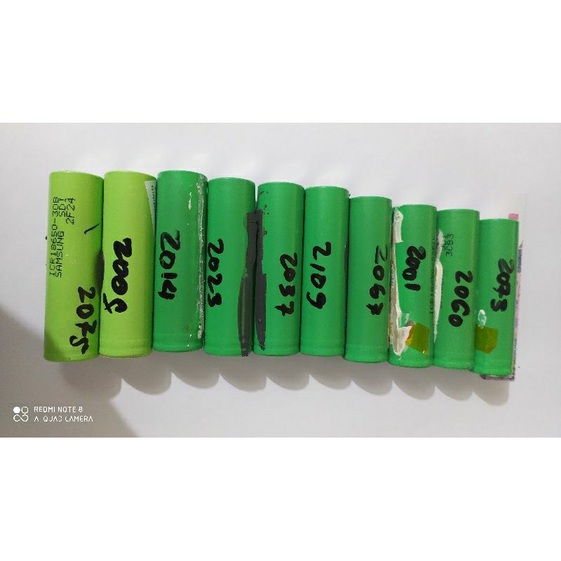 BATERAI 18650 SAMSUNG HIJAU 22F ICR 30B BEKAS LAPTOP