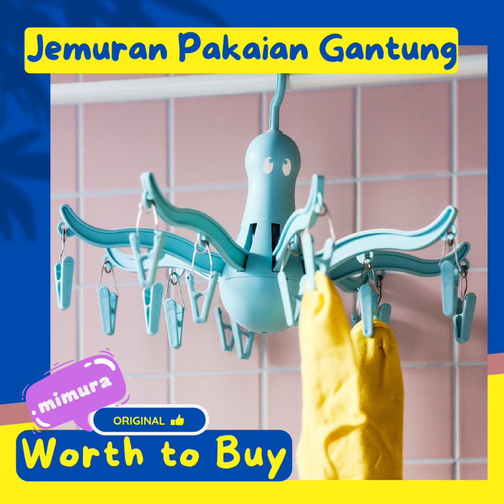 Jemuran Baju Gantung 16 Jepitan Pakaian Jemuran Baju Bayi Kaos Kaki