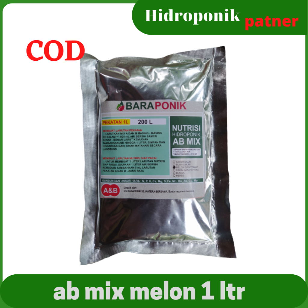 Pupuk nutrisi ab mix melon baraponik pekatan 1 ltr